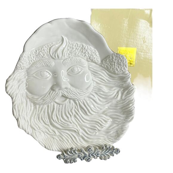 Mikasa Santas Cookie Plate 10" Christmas Holiday Porcelain Santa Face Gold Trim - Picture 10 of 10